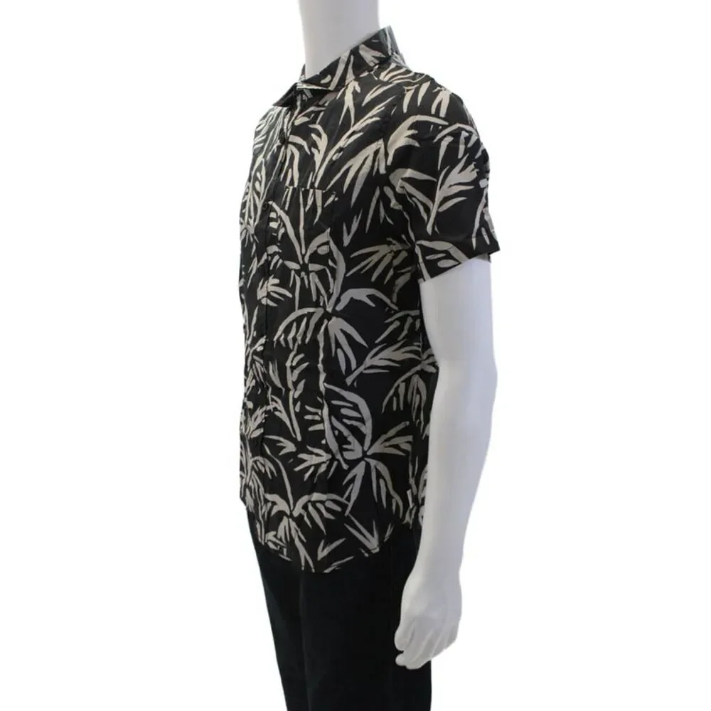 Banks Journal Mens Button Front Grove Short Sleeve Shirt Dirty Black Size Small